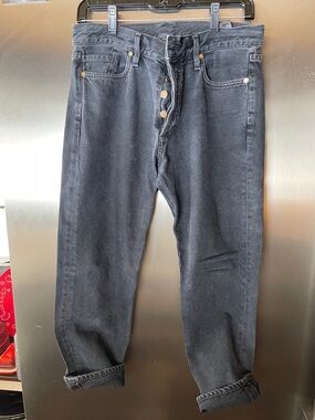 Broke in soft black denim boyfriend jeans